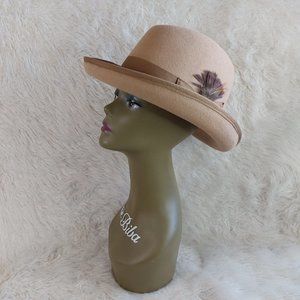 Scala Classico God Father Men's Tan 100% Wool Felt Fedora Hat Siz Large